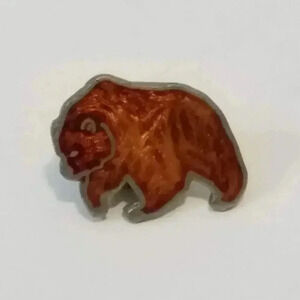 Brown Bear Enamel Hat Lapel Pin Vintage 7/8" x1/4"